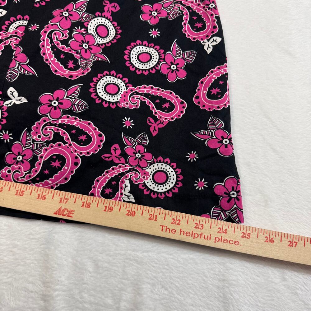 Metrostyle 10 Black Pink Paisley Mini Skirt Y2K Mod Stretch Floral Print - Picture 8 of 9